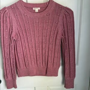 J. Crew Pink Crew Neck Sweater with Ribbed Knit